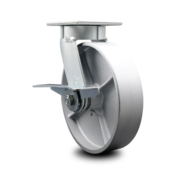 Service Caster 8 Inch Kingpinless Semi Steel Wheel Swivel Caster with Brake SCC-KP30S820-SSR-SLB - main